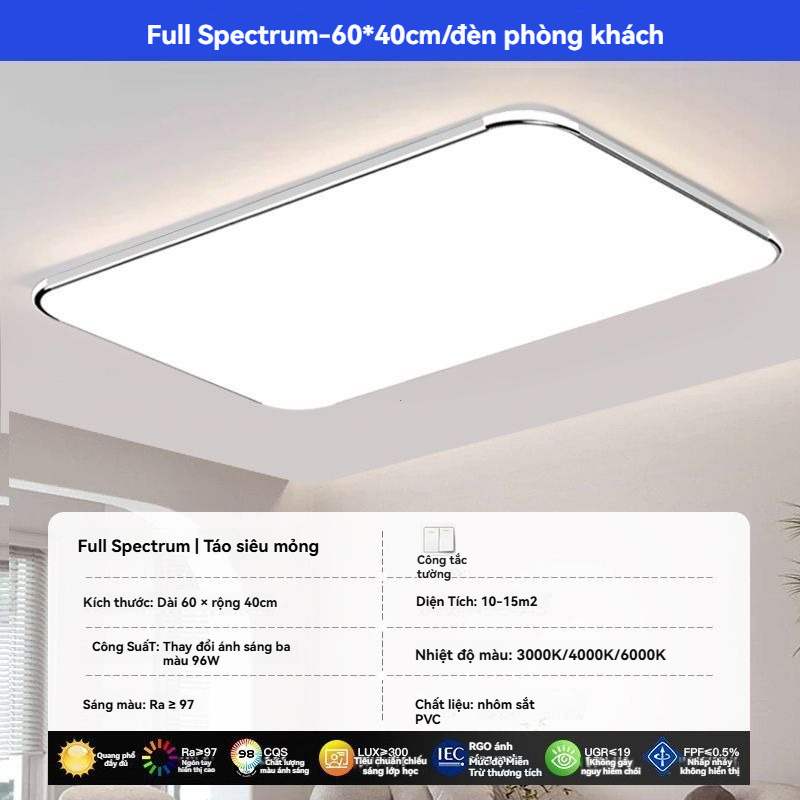 Phòng ngủ tiết kiệm năng lượng ánh sáng led siêu sáng trần vuông đơn giản hiện đại nghiên cứu nhà trong nhà siêu mỏng tr
