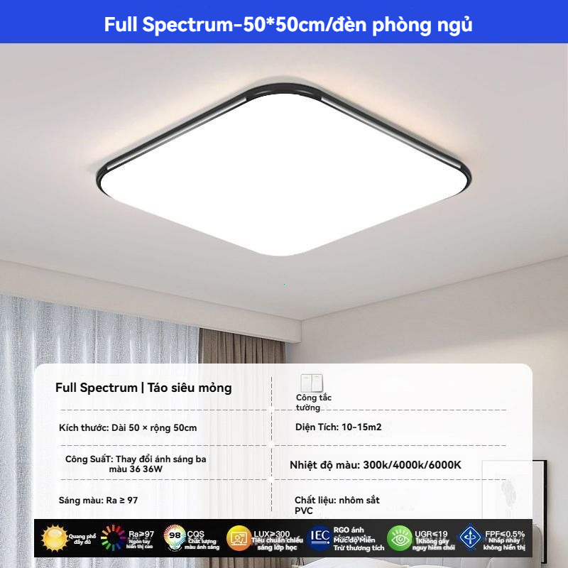 Phòng ngủ tiết kiệm năng lượng ánh sáng led siêu sáng trần vuông đơn giản hiện đại nghiên cứu nhà trong nhà siêu mỏng tr