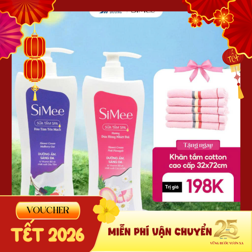 Sữa tắm spa SiMee hương Dứa Hồng – Dâu Tằm Yến Mạch | Dưỡng trắng – Dưỡng ẩm – Dịu da | Chai 1L