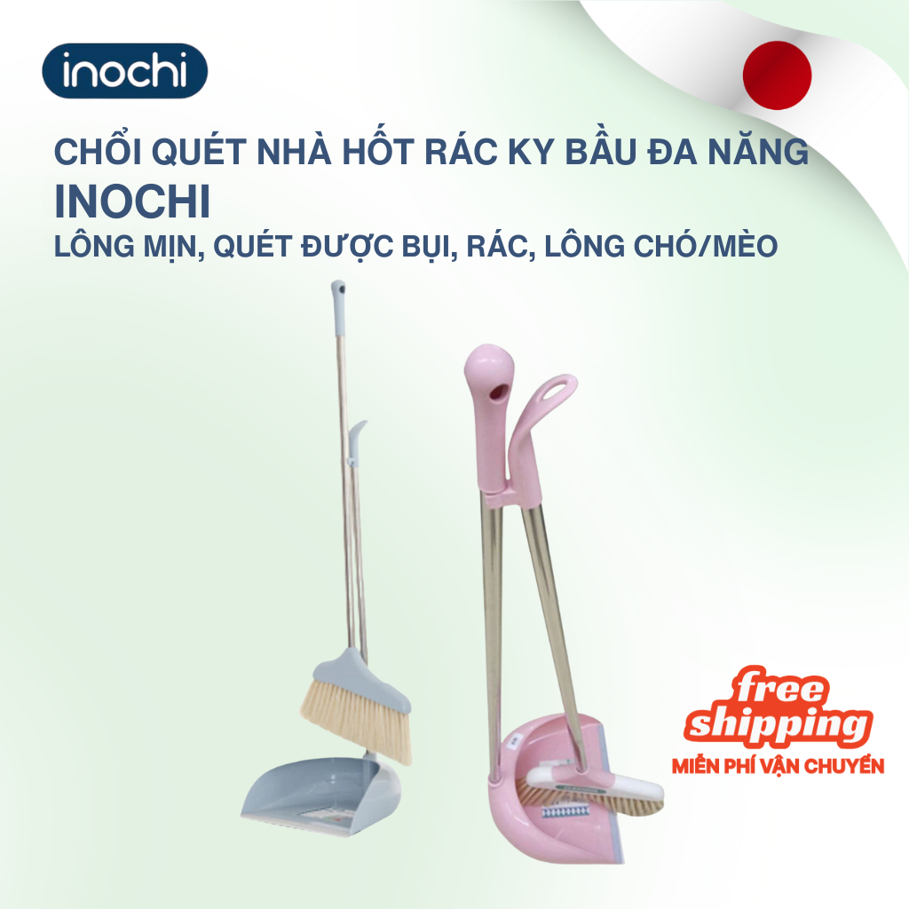 Chổi quét nhà hốt rác ky bầu đa năng Inochi cao cấp, thông minh dọn vệ sinh gia đình, văn phòng