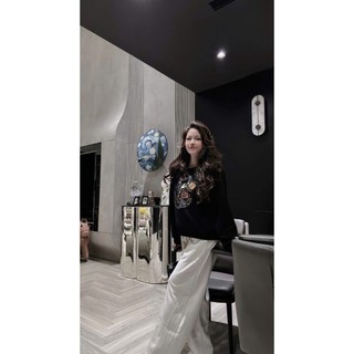 Set bộ nỉ mèo Loại 1 thiết kế gồm áo nỉ thêu mèo và quần dạ suông rộng siêu xinh