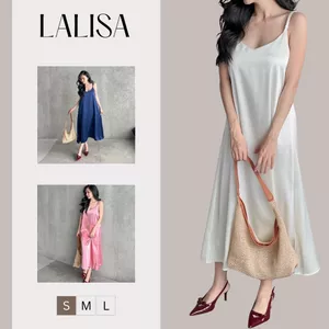Đầm Maxi Suông Dài 2 Dây LALISA Váy Maxi Dài Hở Lưng Vải Lụa Cao Cấp Đi Biển Màu Trắng Đen VD010