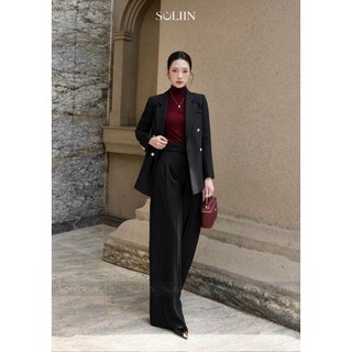 Áo Khoác Blazer Nữ Đính Cúc Cao Cấp SOLIIN Chất Liệu Xước Nhật Cao Cấp Phong Cách Công Sở Thanh Lịch |