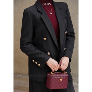 Áo Khoác Blazer Nữ Đính Cúc Cao Cấp SOLIIN Chất Liệu Xước Nhật Cao Cấp Phong Cách Công Sở Thanh Lịch |