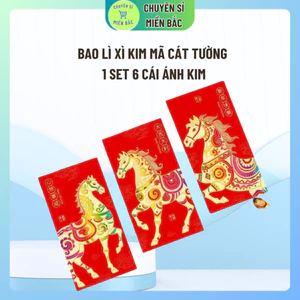 Bao Lì Xì Kim Mã Cát Tường - 1 Set 6 Cái Ánh Kim