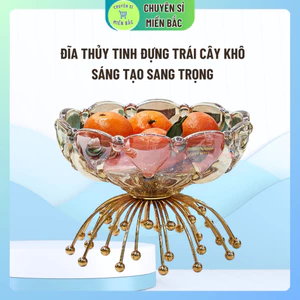 Đĩa Thủy Tinh Đựng Trái Cây Khô Sáng Tạo Sang Trọng Cho Phòng Khách