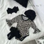 OD 1 ngày Bodysuit da beo turban, mũ, tất size từ 0-12M, PÉ BY HY