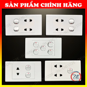Mặt 1 ổ cắm, 2 ổ cắm kết hợp công tắc lắp âm tường, lắp nổi (Combo ổ cắm công tắc Sino Vanlock Chính Hãng)