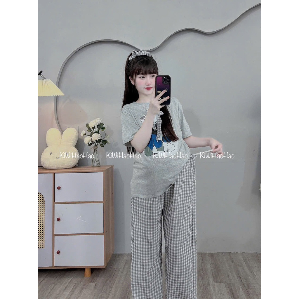 Bộ bầu -bộ sau sinh-BỘ QDAC COTTONG HÌNH NGỰA QUẦN KẺ-3 màu