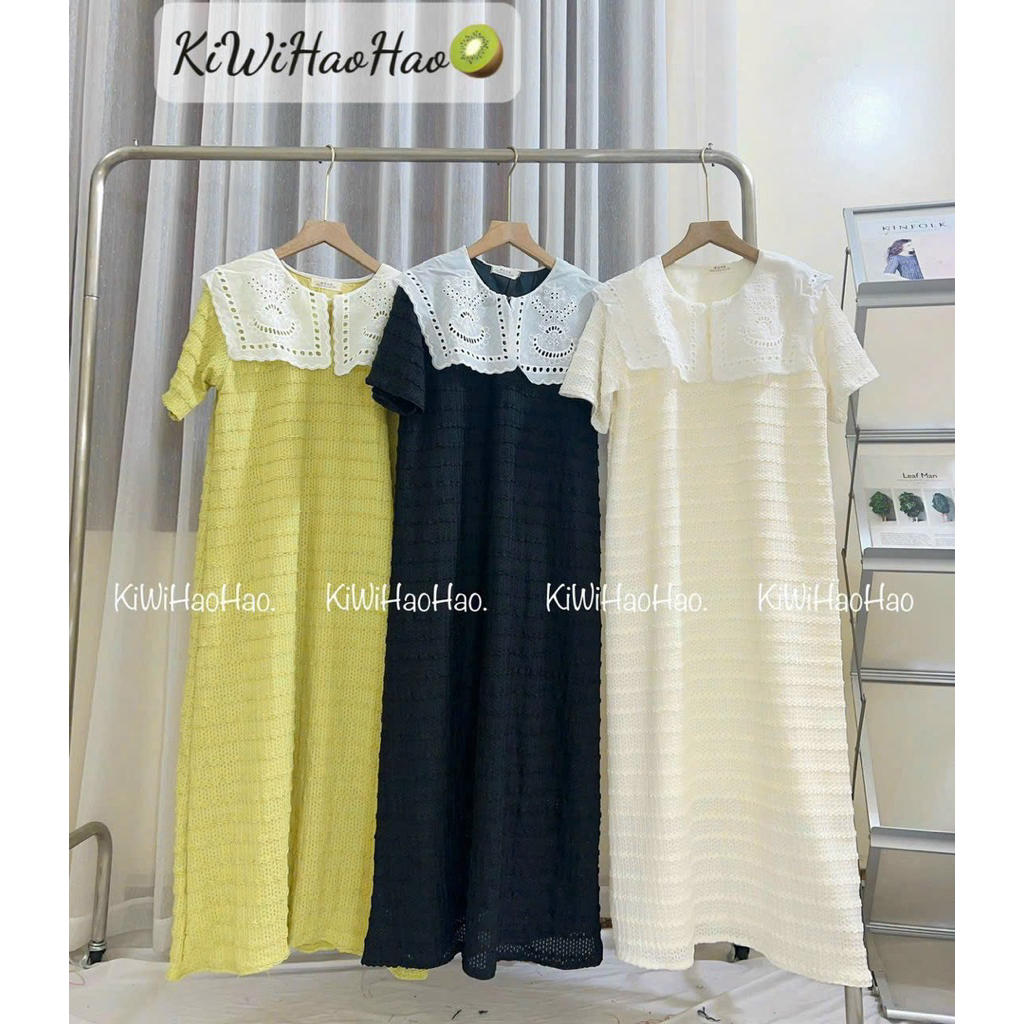 VÁY BẦU CỘC TAY REN DÁNG XUÔNG DÀI CỔ VUÔNG 2 lớp-3 màu