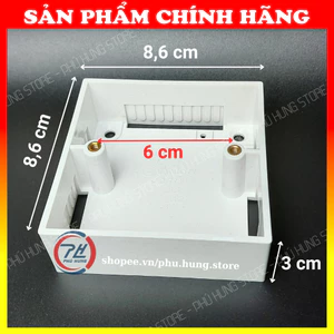 Đế nổi vuông Sino Vanlock S238 chính hãng – Đế nổi LiOa - Lắp mặt công tắc ổ cắm vuông 86x86mm