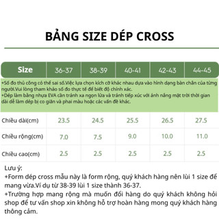 Dép sục nam nữ cross đế bệt thoáng khí,phù hợp mang đi làm, đi chơi
