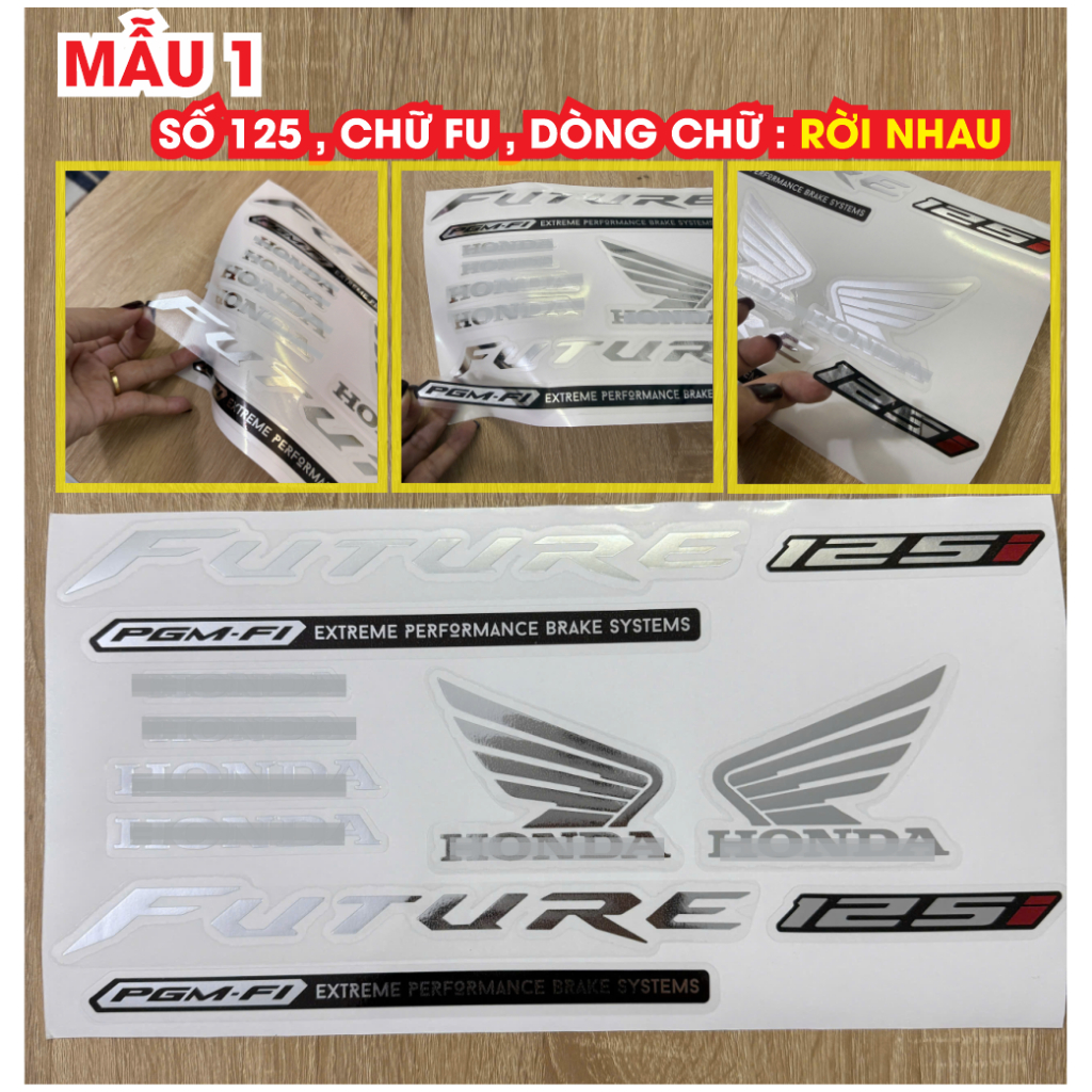 [TRỌN BỘ] TEM CHỮ CROM. FUTURE 125i. Trang trí dán xe máy. [TEM LỘT TÁCH NỀN]