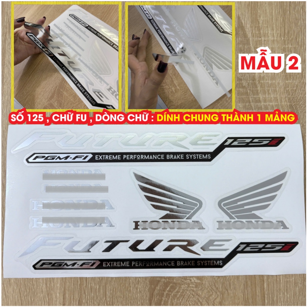 [TRỌN BỘ] TEM CHỮ CROM. FUTURE 125i. Trang trí dán xe máy. [TEM LỘT TÁCH NỀN]