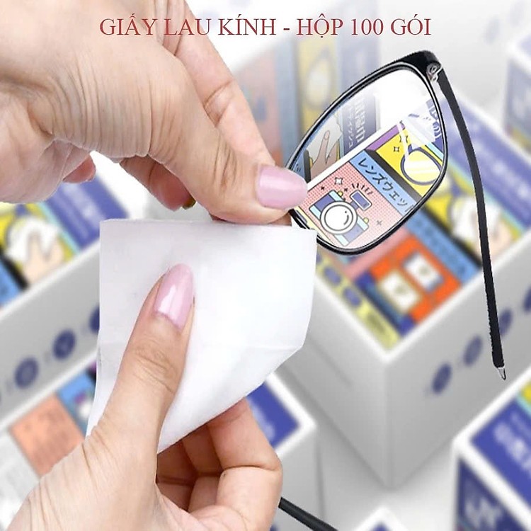 Hộp 100 Khăn lau kính nano JYoohome chống bám hơi nước, giấy lau kính mắt chống sương mù mồ hôi
