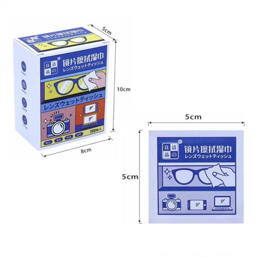 Hộp 100 Khăn lau kính nano JYoohome chống bám hơi nước, giấy lau kính mắt chống sương mù mồ hôi
