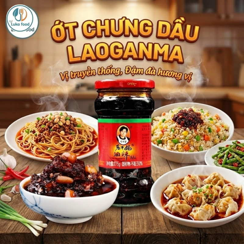 Ớt Chưng Dầu Laoganma Vị Truyền Thống 275g - Sa Tế Lão Can Ma Thơm Béo Ăn Mì, Trộn Cơm, Chuẩn Vị Trung Luka Food