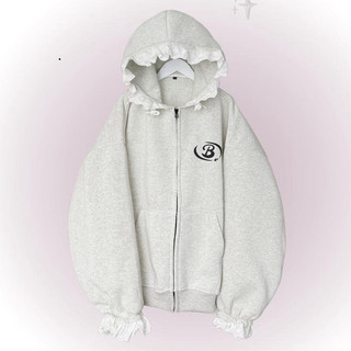Trendy- Áo Khoác Hoodie Zip Nỉ Bông Phối Ren Mew Mew Độc Đáo,Xịn, Form Rộng Unisex, Thời Trang 2025