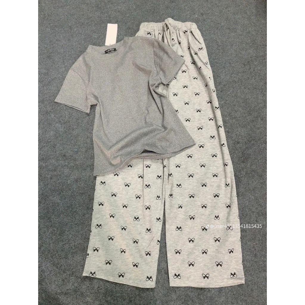 Sét Bộ Babytee Thêu Nơ Mix Quần Xuông Nơ Nhí In Kín Mặc Hè phối Đồ Đi Làm Đi Chơi Phù Hợp Với Mọi Lứa Tuổi