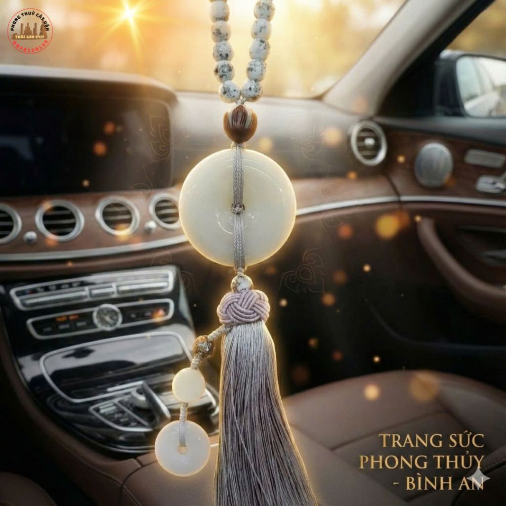 Phụ Kiện Dây Treo Trang Trí Xe ô tô Mẫu Ngọc Bội Bình An Thiết Kế Tinh Xảo Làm Quà Tặng ý nghĩa