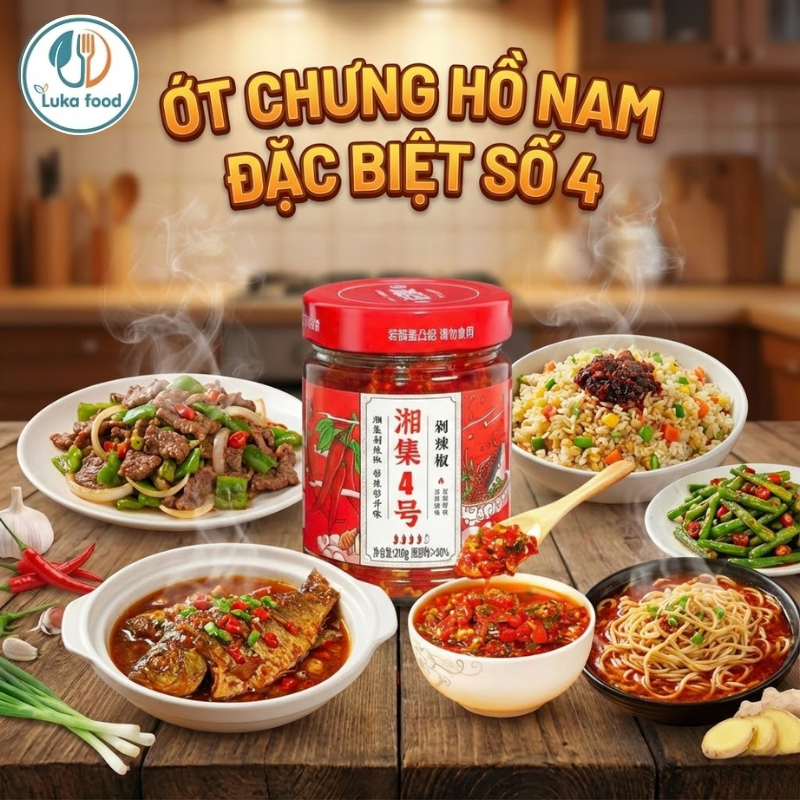 Ớt Chưng Hồ Nam Số 4 Đặc Biệt - Hũ 248g Nội Địa Cao Cấp, Cay Thơm Chuẩn Vị Chấm Đồ Luộc Luka Food