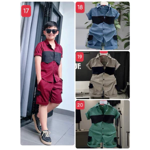 Bộ sơmi thiết kế cao cấp cho bé 10kg-52kg phối xanh lạ mắt TONIKIDS