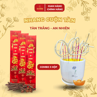[5 tặng 1] Nhang Cuộn Tàn Trắng Số 6 Tài Lộc An Khánh, Nhang Trầm Bắc 43cm Thảo mộc dịu nhẹ ít khói