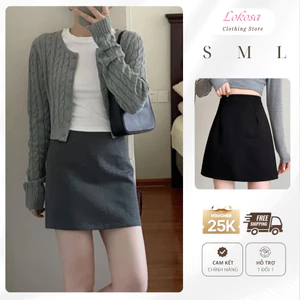 Chân Váy Công Sở Nữ Thiết Kế Lưng Cao Chữ A Ngắn Trắng Đen Ulzzang Cạp Cao Vintage Ôm Body CV002