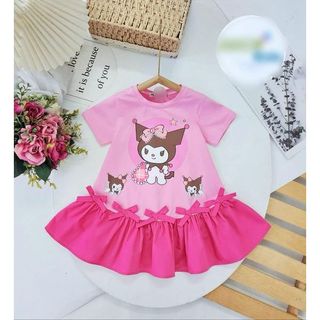 Đầm Bé Gái In Hoạt Hình Kiểu Tiểu Thư | Đầm A Đuôi Cá Nhún Bèo | Đính Nơ Cưng Xỉu
