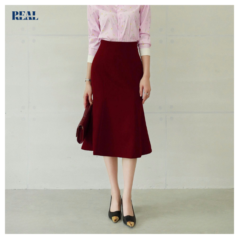 Chân váy công sở màu trơn dài 8 mảnh REAL CLOTHES (tổng hợp màu), vải Tuyết Hàn ít nhăn, có lót