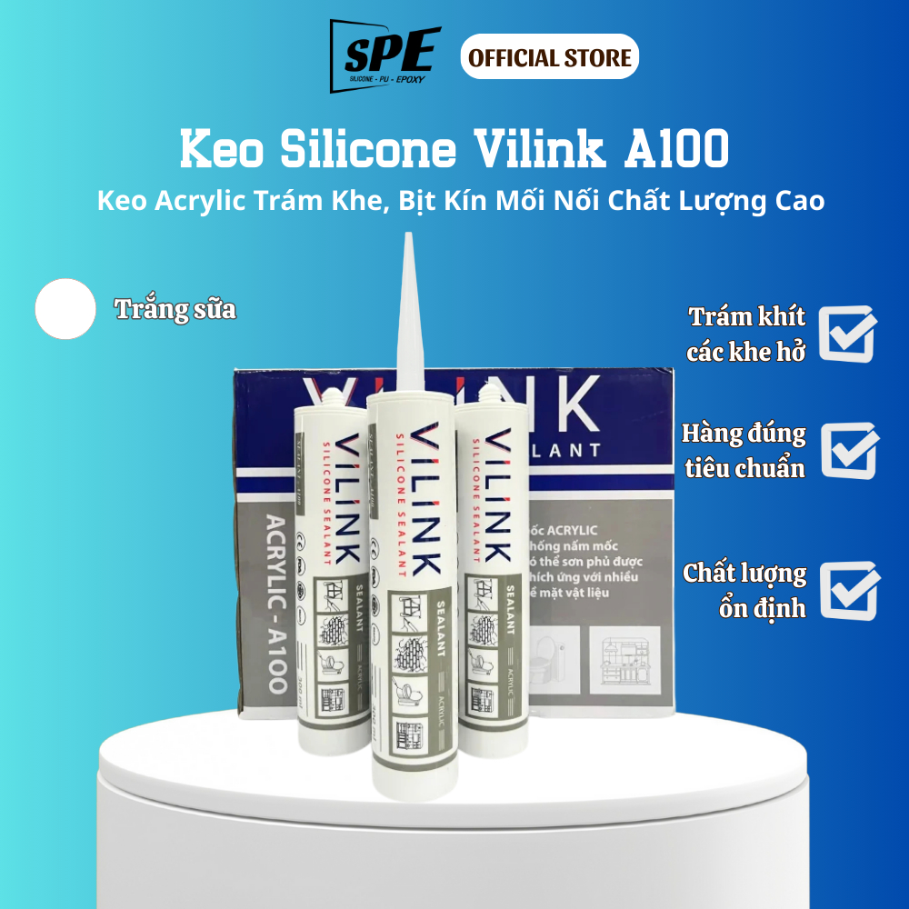 [Bán Lẻ Chai] Keo Silicone Vilink A100 Trắng Sữa Chai 300ml, Keo ...