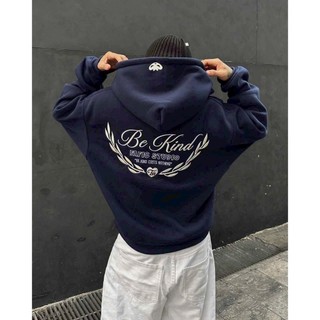 Hot Trendy- Áo Hoodie Rộng Zip Boxy BEKIND với họa tiết thêu, chất liệu nỉ bông unisex HoodieX