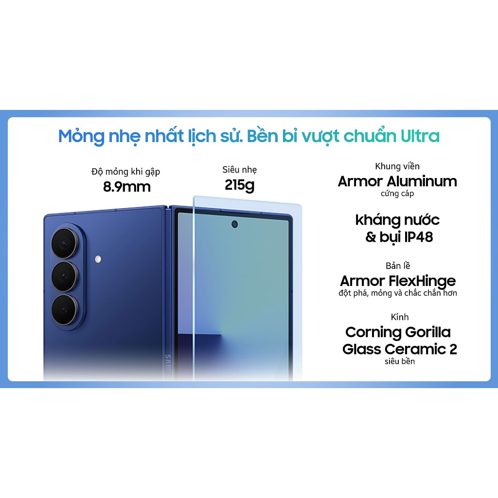 (KOL) Điện Thoại Samsung Galaxy Z Fold7 5G 12GB | 256GB - Màn hình 8", Pin 4400 mAh - Hàng Chính Hãng