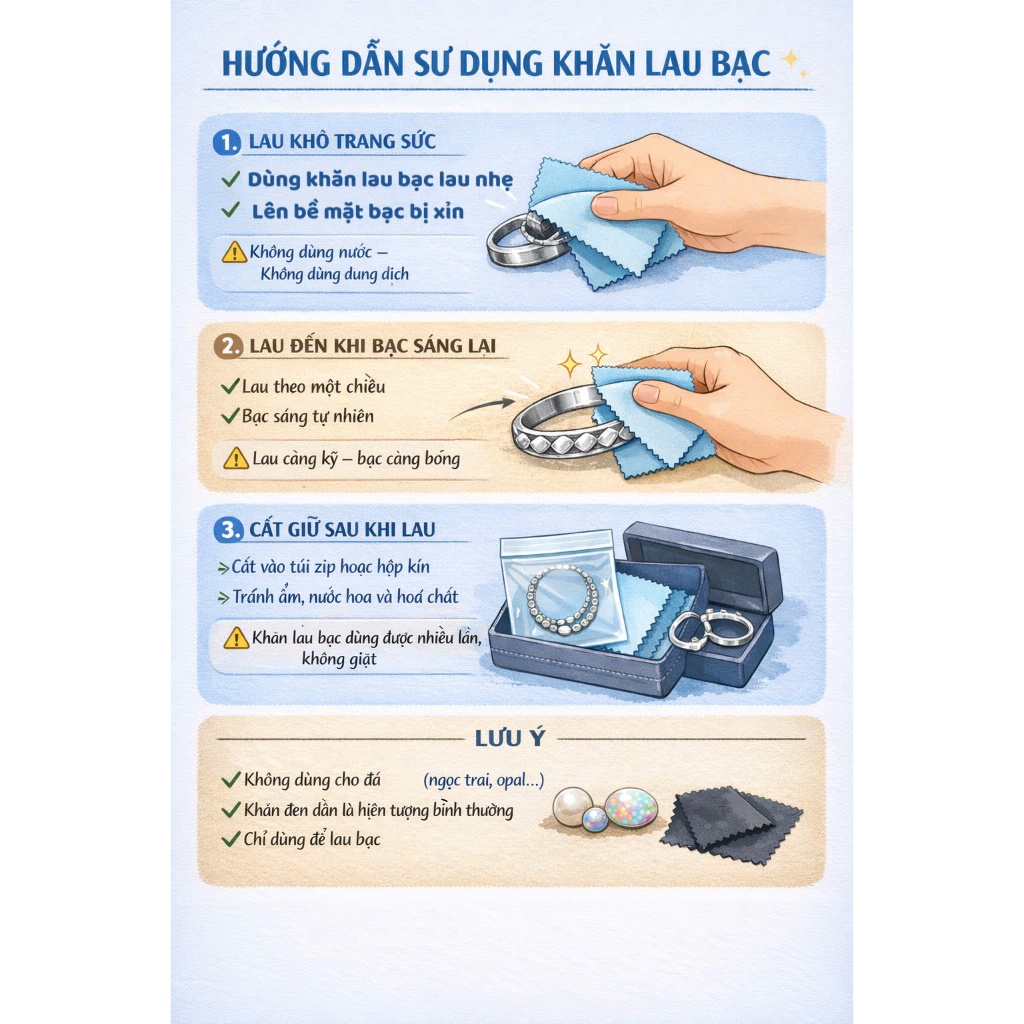 Q02 - Khăn lau bạc - Làm sáng trang sức bạc bị xỉn màu [Bảo Khánh Trang Sức]