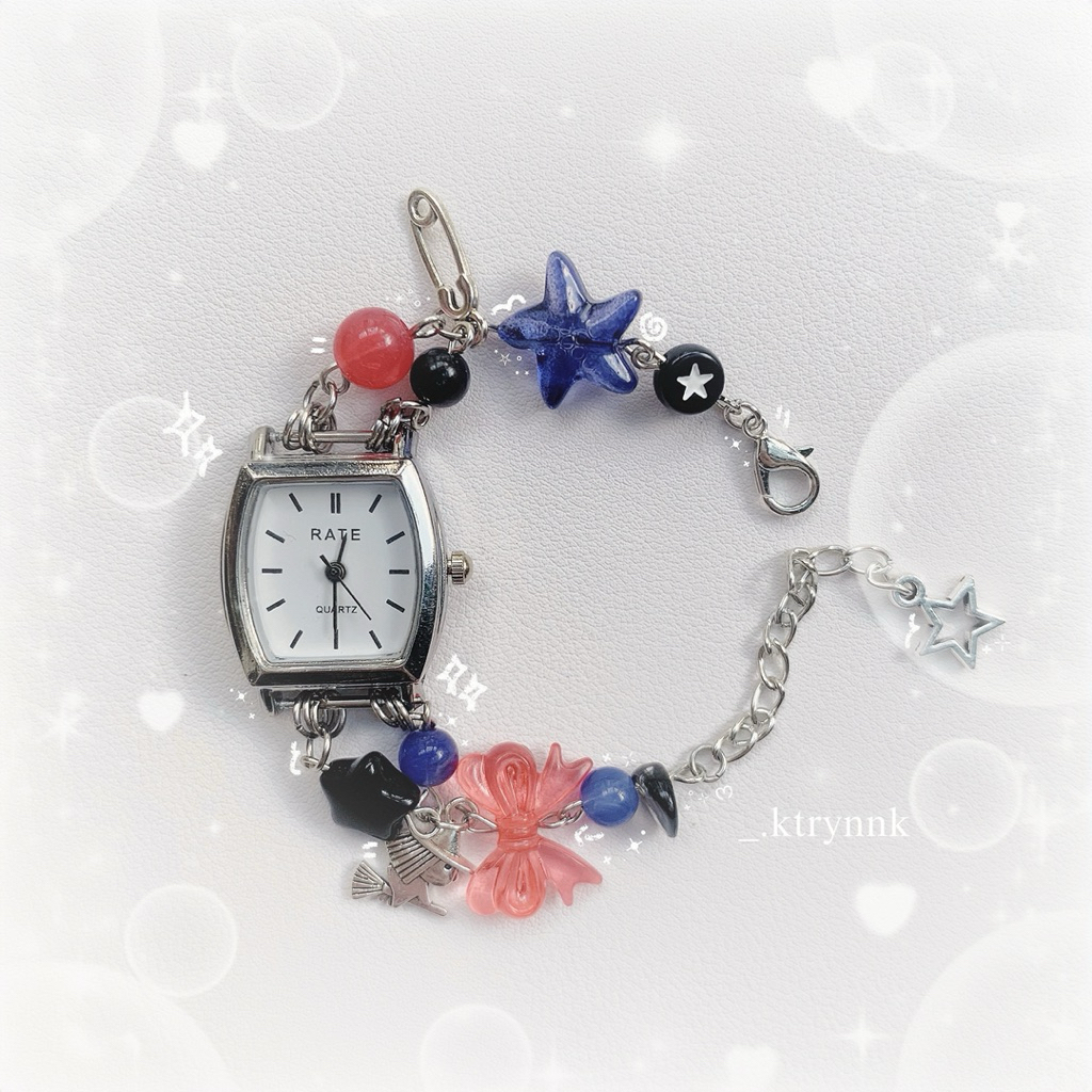 𝗛𝗔𝗡𝗗𝗠𝗔𝗗𝗘 | Đồng hồ custom kim loại xinh yêu, mix hạt cho các nàng | _.ktrynnk