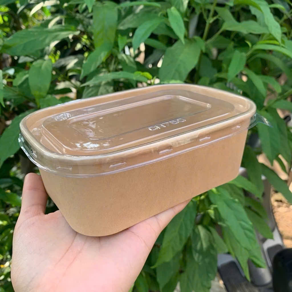 Combo 10 Hộp Giấy Kraft chữ nhật kèm nắp đựng bánh tart, bánh kem,hoa quả - Cup giấy nướng trực tiếp trong lò