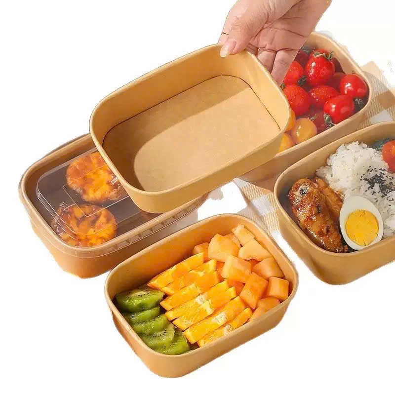 Combo 50 Hộp Giấy Kraft chữ nhật kèm nắp đựng bánh tart, bánh kem,hoa quả - Cup giấy nướng trực tiếp trong lò