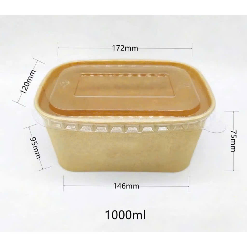 Combo 10 Hộp Giấy Kraft chữ nhật kèm nắp đựng bánh tart, bánh kem,hoa quả - Cup giấy nướng trực tiếp trong lò