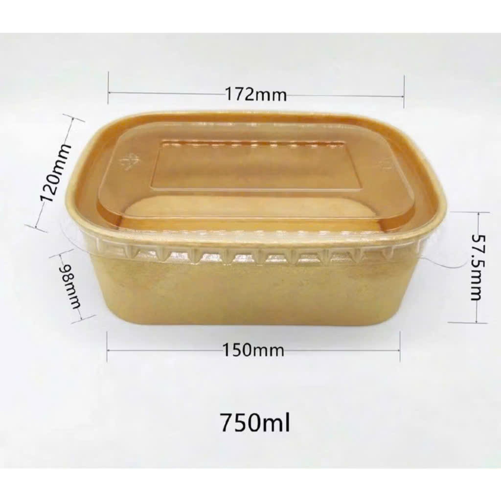 Combo 10 Hộp Giấy Kraft chữ nhật kèm nắp đựng bánh tart, bánh kem,hoa quả - Cup giấy nướng trực tiếp trong lò