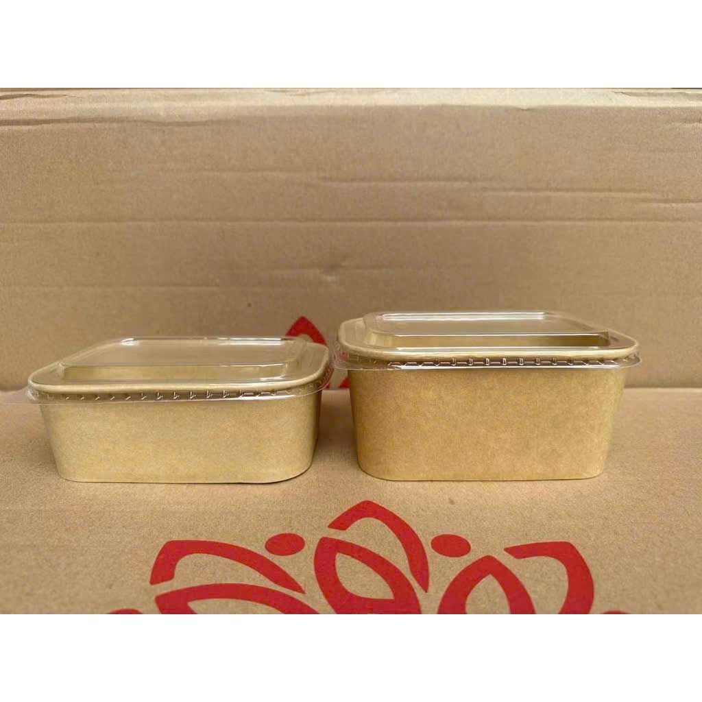 Combo 10 Hộp Giấy Kraft chữ nhật kèm nắp đựng bánh tart, bánh kem,hoa quả - Cup giấy nướng trực tiếp trong lò