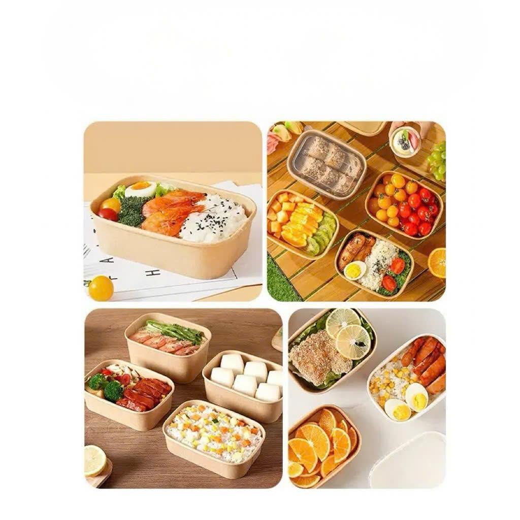 Combo 50 Hộp Giấy Kraft chữ nhật kèm nắp đựng bánh tart, bánh kem,hoa quả - Cup giấy nướng trực tiếp trong lò