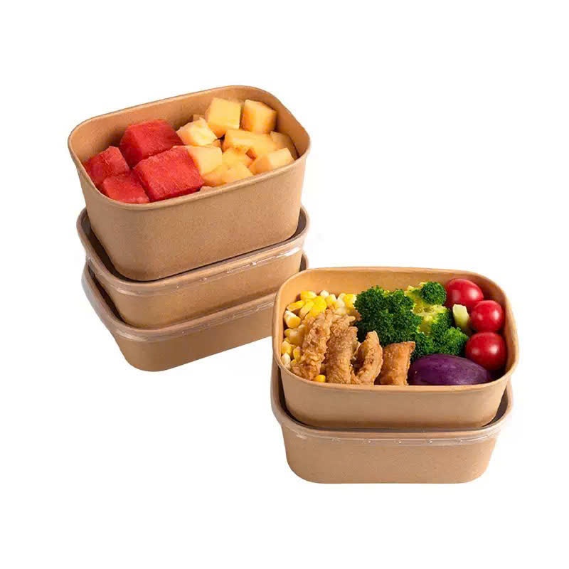 Combo 10 Hộp Giấy Kraft chữ nhật kèm nắp đựng bánh tart, bánh kem,hoa quả - Cup giấy nướng trực tiếp trong lò
