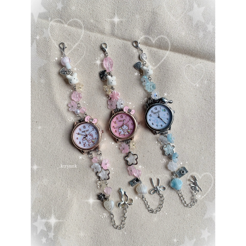 𝗛𝗔𝗡𝗗𝗠𝗔𝗗𝗘 | Đồng hồ custom kim loại xinh yêu, mix hạt cho các nàng | _.ktrynnk