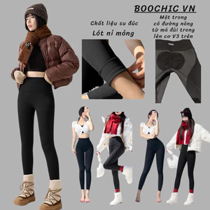BOOCHIC Quần legging LÓT NỈ MỎNG Su Đúc Định Hình Gen V2 Nâng V3 - Phù Hợp Thời Tiết VN