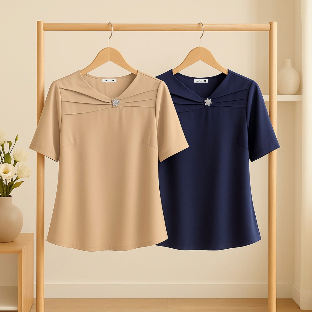 Áo Kiểu Công Sở Nữ ANA Mode Chất Liệu Tằm Ý Thanh Lịch Đi Tiệc Quà Tặng Mẹ AK25VHD05