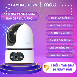 Camera wifi Imou 2 mắt trong nhà RANGER DUAL PRO, độ phân giải 6MP & 10MP, xoay 360 độ, đàm thoại 2 chiều