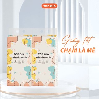 SIZE TO KHỔNG LỒ Thùng 6 Bịch Giấy Rút Đáy Đa Sắc TopGia 1280 Tờ/Bịch Tặng Kèm Móc Treo