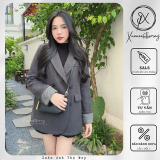 Áo blazer dạ trần trám phối tay - Xuananhthomay