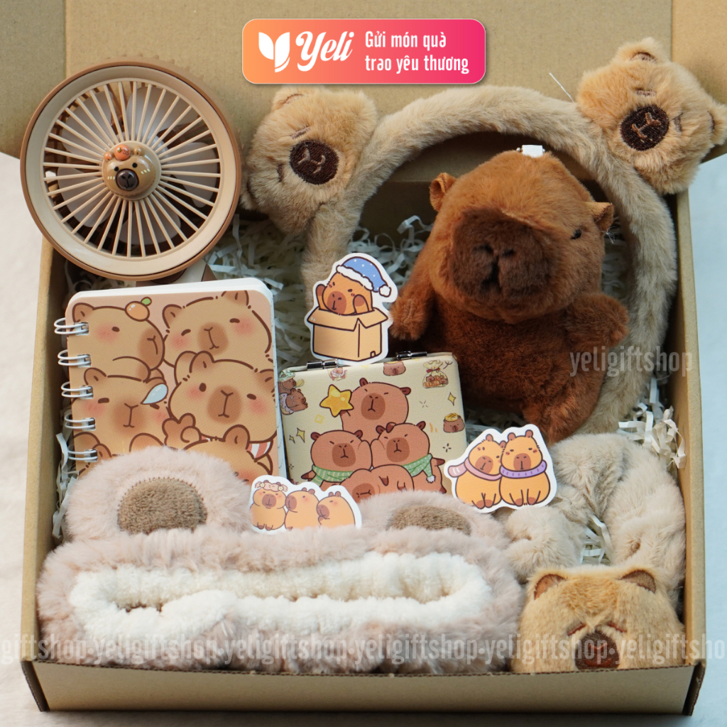 Quà tặng gấu dâu Lotso, Capybara cho bạn gái, người thân, Combo quà tặng phụ kiện, Sét quà gấu dâu, Capybara Yeli Shop