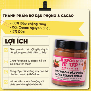 Bơ Cacao Đậu Phộng Spoon It Up – Ngọt Tự Nhiên, Không Đường Tinh Luyện –  Phù Hợp Eat Clean & Keto